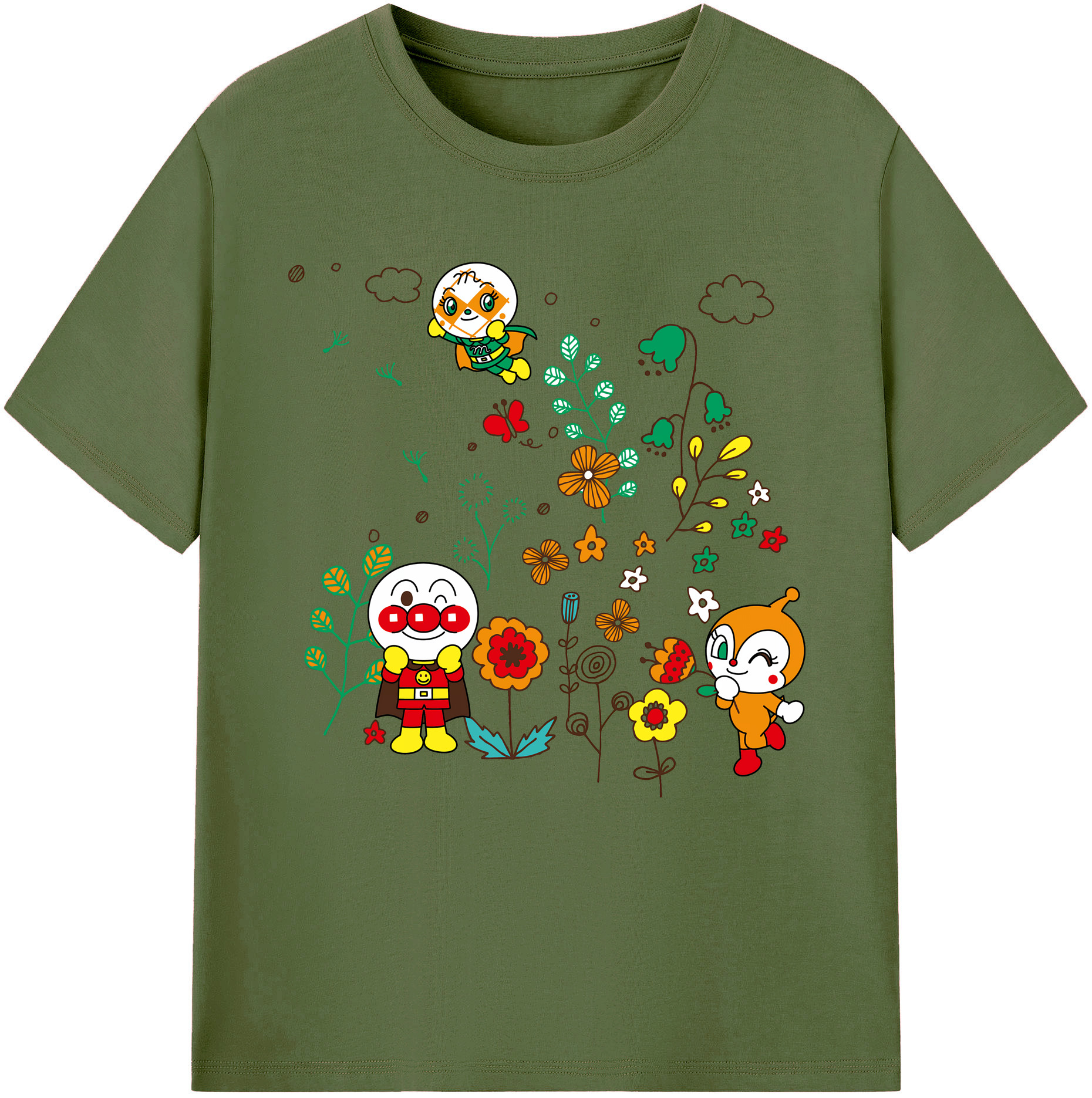 （画像用） アンパンマン Anpanman 綿100％半袖Tシャツ（フロントプリント）